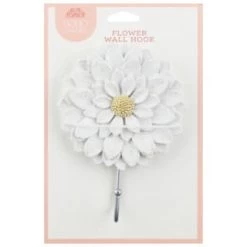 B&M Flower Wall Hook - Cream -Home Decor Sales 392759 flower wall hook white