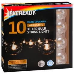 Eveready Mains Powered XL LED Bulb String Lights 10pk - Warm White -Home Decor Sales 392917 eveready 10 mains operated warm white xl led bulb string lights21