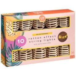 B&M 10 Solar Rattan Effect String Lights -Home Decor Sales 392921 10 solar rattan effect string lights 3