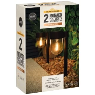 Monaco Solar Powered Post Lights 2pk 4 Monaco Solar Powered Post Lights 2pk - Image 4