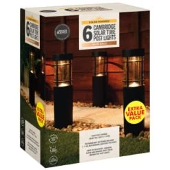 Cambridge Solar Powered Tube Post Lights 6pk -Home Decor Sales 392998 cambridge solar powered tube post lights 6pk 3