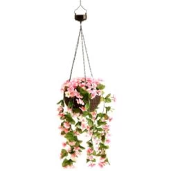 Solar Powered Artificial Floral Hanging Basket -Home Decor Sales 393030 solar powered artificial floral hanging basket 3