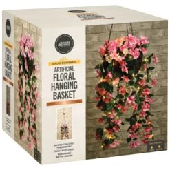 Solar Powered Artificial Floral Hanging Basket -Home Decor Sales 393030 solar powered artificial floral hanging basket 5