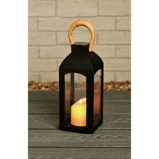 Solar Powered Wooden Effect Handle Lantern 2 Solar Powered Wooden Effect Handle Lantern - Image 2