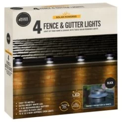 Solar Powered Fence & Gutter Lights - Black 4pk -Home Decor Sales 393085 4pk solar powered fence and gutter lights black 3