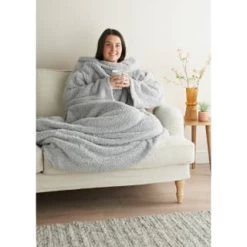 Home Essentials Teddy TV Blanket - Silver -Home Decor Sales 393423 home essentials teddy tv blanket silver