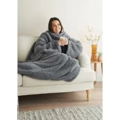 Home Essentials Teddy TV Blanket - Charcoal -Home Decor Sales 393425 home essentials teddy tv blanket charcoal