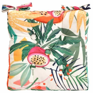 B&M Luxury Seat Pad - White Tropical Print 1 B&M Luxury Seat Pad - White Tropical Print