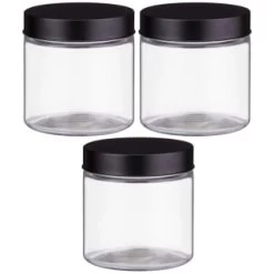 Set Of 3 Jars With Black Lids -Home Decor Sales 394387 set 3 jars with black lids 2
