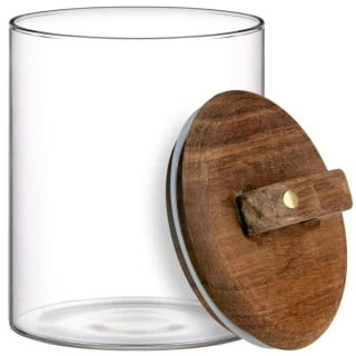 B&M Small Glass Jar With Acacia Wood Lid 2 B&M Small Glass Jar With Acacia Wood Lid - Image 2
