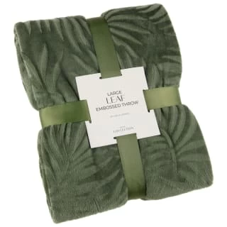 Large Leaf Embossed Green Throw 1 Large Leaf Embossed Green Throw