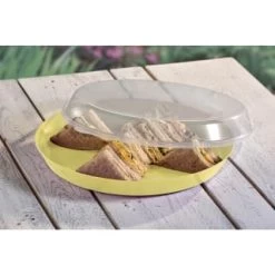 B&M Food Tray With Clear Lid - Yellow -Home Decor Sales 394984 food tray with clear lid yellow