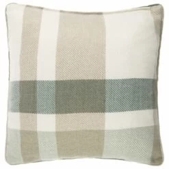 Country Check Cushion With Pipe - Sage Green