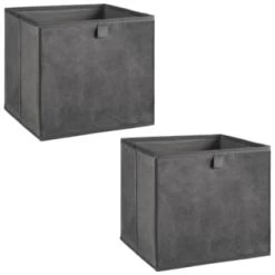 Lokken Velvet Storage Cubes 2pk - Grey -Home Decor Sales 395825 2pk velvet lokken storage cubes grey 3