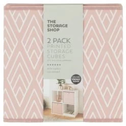 Lokken Printed Storage Cubes 2pk - Pink Diamond -Home Decor Sales 395838 2pk printed lokken storage cubes pink diamond 2