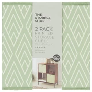 Lokken Printed Storage Cubes 2pk - Sage Diamond 3 Lokken Printed Storage Cubes 2pk - Sage Diamond - Image 3