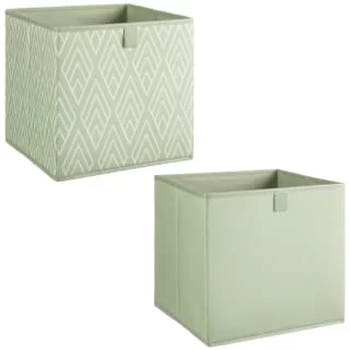 Lokken Printed Storage Cubes 2pk - Sage Diamond 4 Lokken Printed Storage Cubes 2pk - Sage Diamond - Image 4