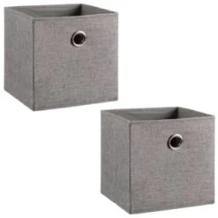Lokken Linen Storage Cubes 2pk - Grey -Home Decor Sales 395851 2pk linen lokken storage cubes grey 3