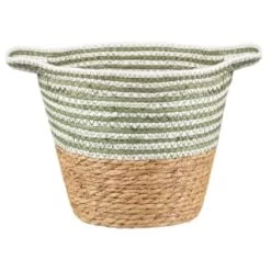 B&M Stripe Top Basket With Handle - Green