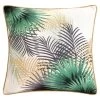 B&M Leaf Print Shower Resistant Cushion With Foiling - White