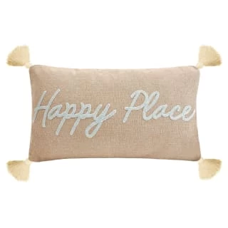 B&M Happy Place Embroidered Cushion 1 B&M Happy Place Embroidered Cushion