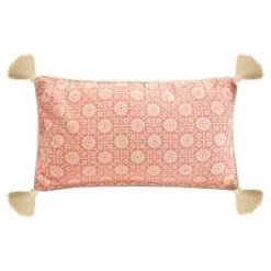 B&M Cotton Two Sided Cushion With Tassels 30 X 50cm - Pink