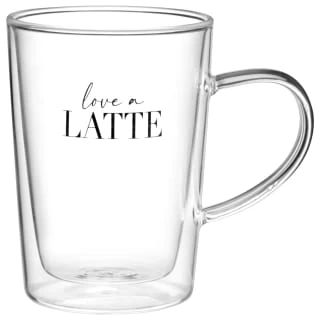 B&M Printed Double Wall Glass Latte Mug 1 B&M Printed Double Wall Glass Latte Mug