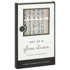 B&M Set Of 6 Glass Drinking Straws - Dots