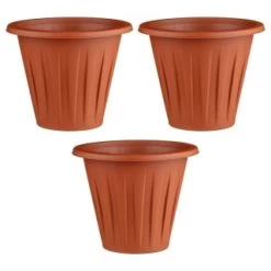 Terracotta Round Planters 3pk -Home Decor Sales 397064 3 pack terracotta round planters group